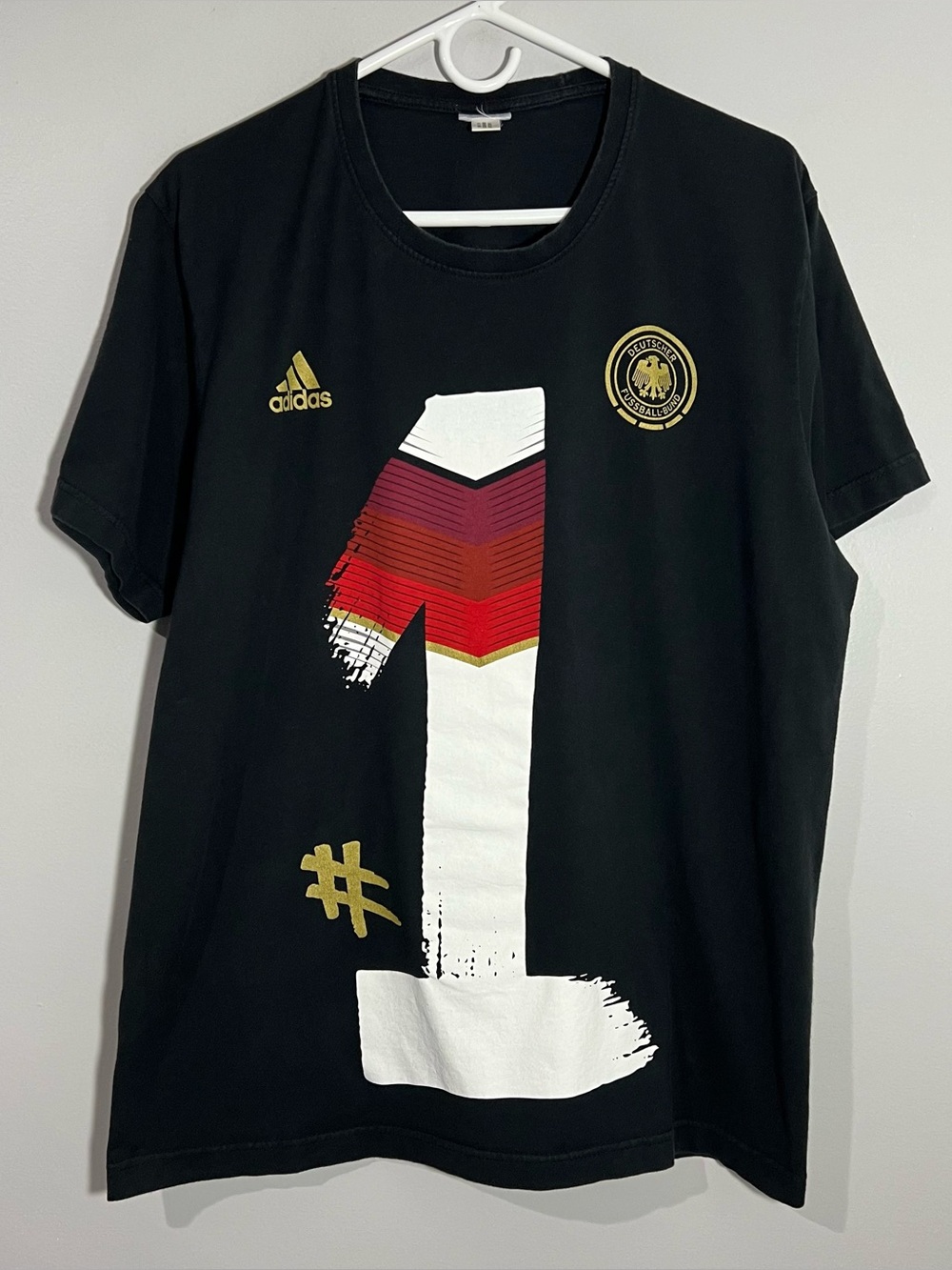 Adidas Germany #1 National Soccer Team Black Short Sleeve T-Shirt Men’s Large